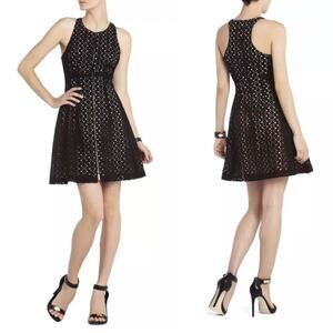 BCBGMaxAzria Guilianna Tulip Black Eyelet Lace Mini Dress 6